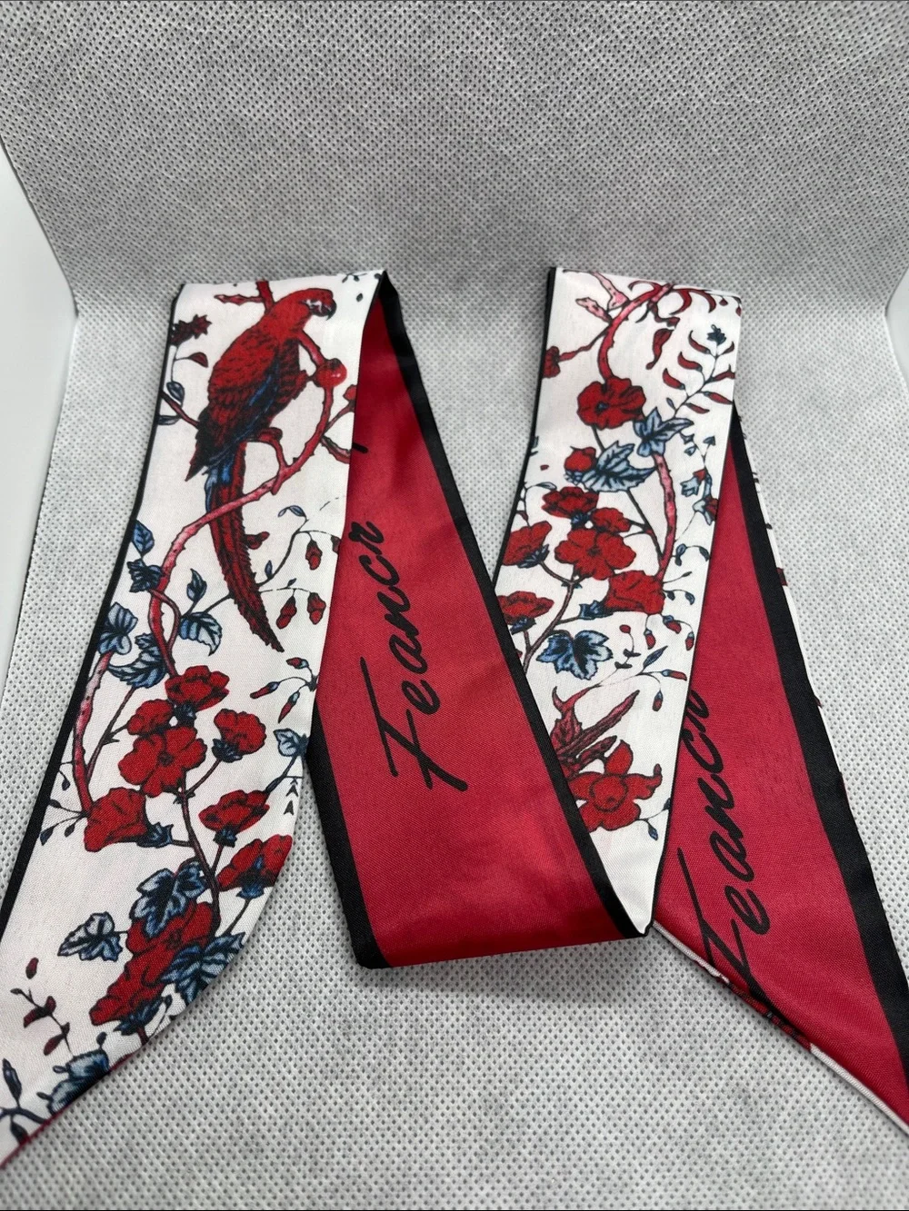 Feanco Red Floral Parrot Scarf Tie